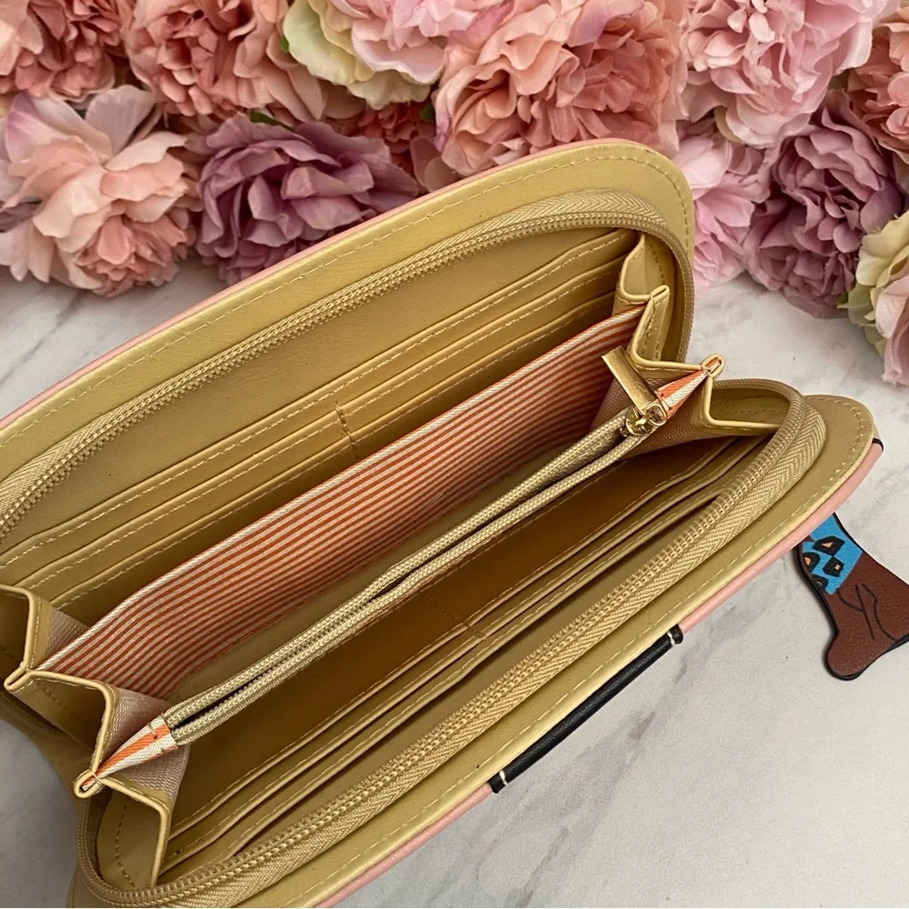 Silly Cartoon Dog Pink Vegan Leather Clutch Wallet - Picture 8 of 16